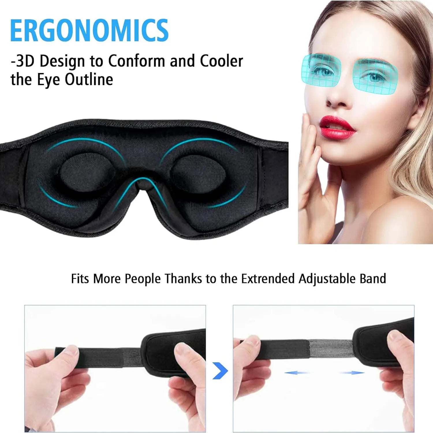 HITOZON Wireless Sleep Headphones with 3D Eye Mask - Ultra-Thin HD Stereo Speakers, Unisex Bluetooth Sleep Aid Products, Tech Gadgets for Insomnia, Travel