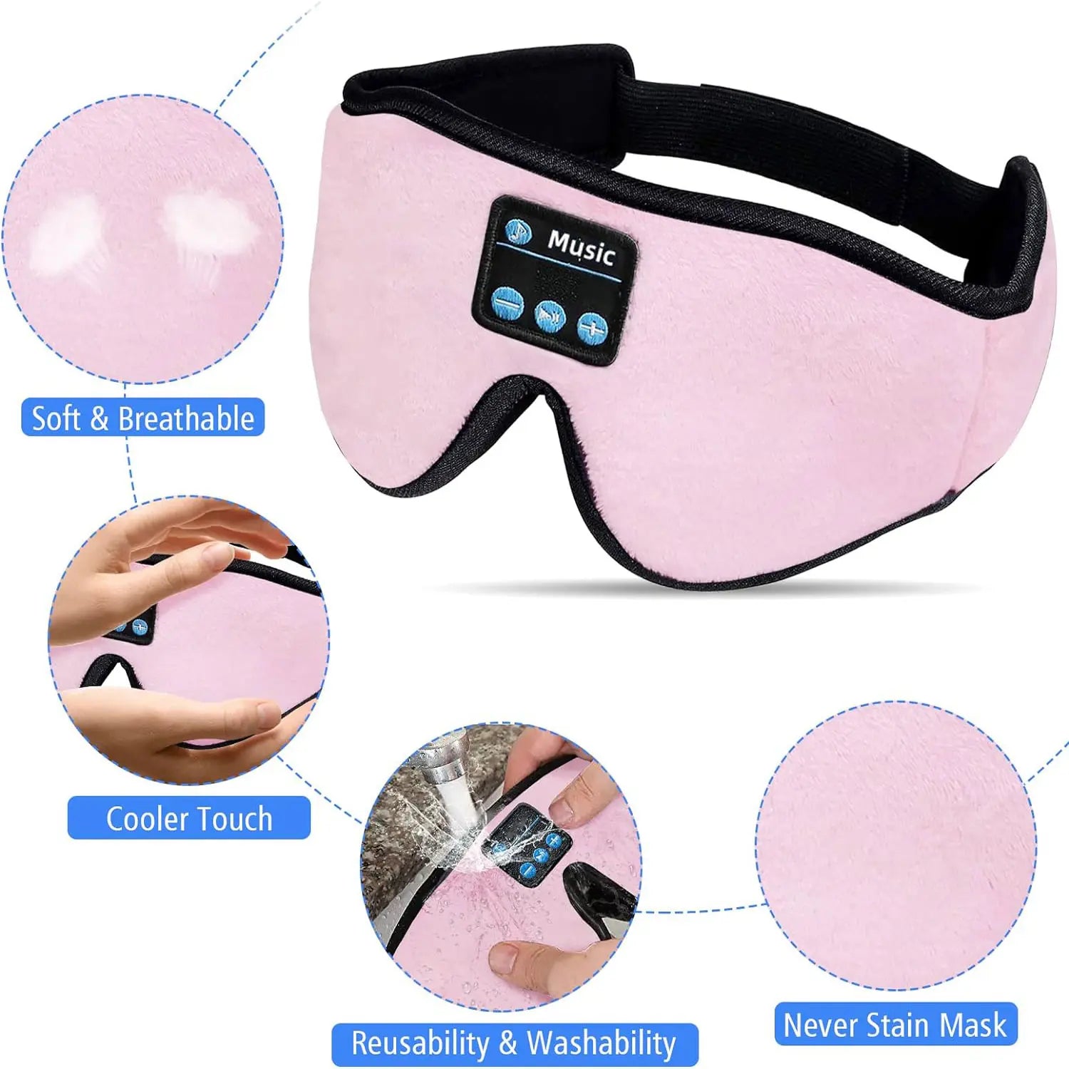 HITOZON Wireless Sleep Headphones with 3D Eye Mask - Ultra-Thin HD Stereo Speakers, Unisex Bluetooth Sleep Aid Products, Tech Gadgets for Insomnia, Travel