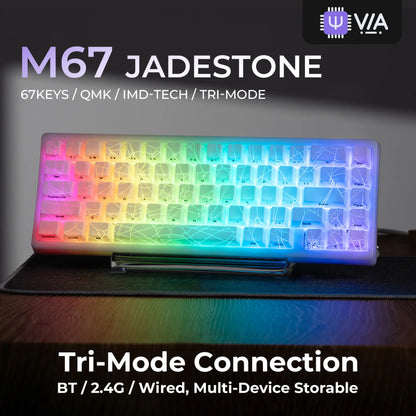 XVX M67 Tri-Mode Mechanical Keyboard with Spider Web IMD-Tech Keycaps, QMK/VIA Gasket Design, RGB Hot-Swappable, Bluetooth Connectivity