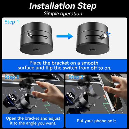 Vacuum Magnetic Suction Phone Holder – 360° Adjustable Car Mount for iPhone 12–17 Series, Hands-Free Use for Car, Gym & Mirror