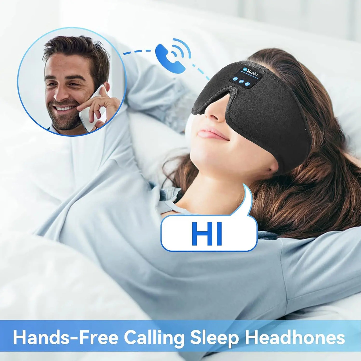 HITOZON Wireless Sleep Headphones with 3D Eye Mask - Ultra-Thin HD Stereo Speakers, Unisex Bluetooth Sleep Aid Products, Tech Gadgets for Insomnia, Travel
