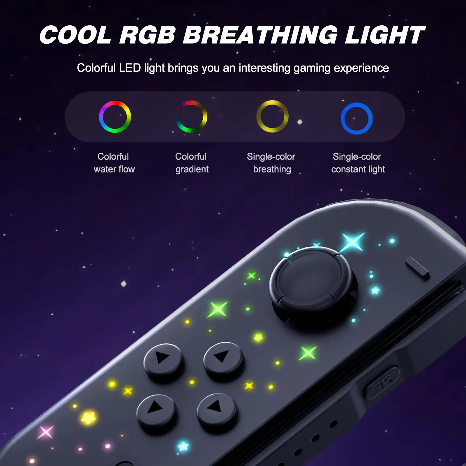 POGRIKO RGB Controller L/R Joy Cons Switch Wireless Controller for Switch/Lite/Oled Consoles, for Gameplay- Stars