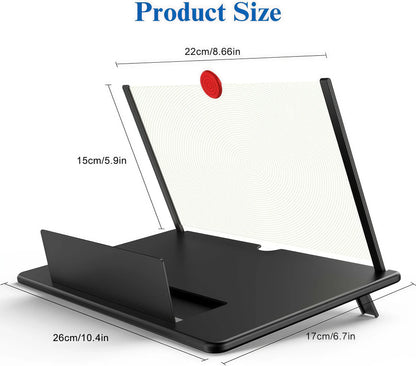 12” Mobile Phone Screen Magnifier – 3D HD Foldable Screen Amplifier Projector Stand for Movies, Gaming & Videos | Universal Phone Compatibility