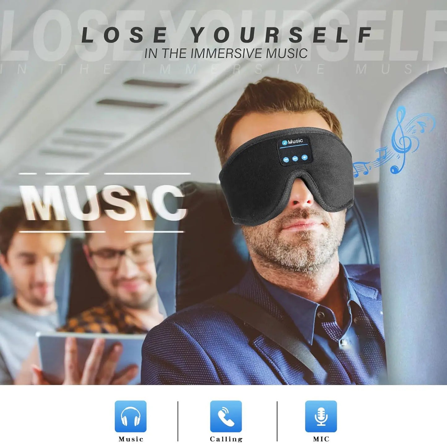 HITOZON Wireless Sleep Headphones with 3D Eye Mask - Ultra-Thin HD Stereo Speakers, Unisex Bluetooth Sleep Aid Products, Tech Gadgets for Insomnia, Travel