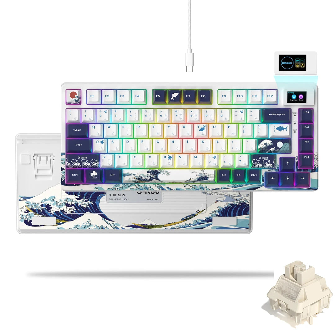 S-K80 75% Keyboard with Color OLED Display Mechanical Gaming Keyboard Hot Swap Keyboard Gasket Mount RGB Custom Keyboard
