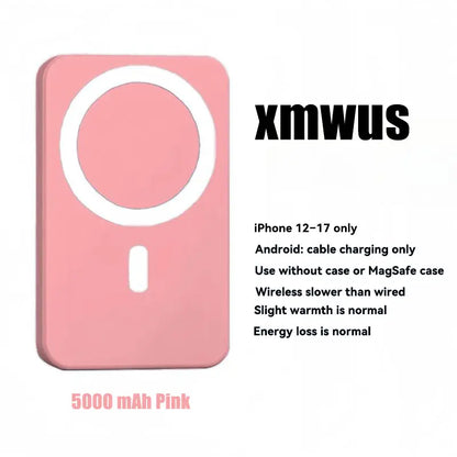 5000mAh Magnetic Power Bank – Slim MagSafe Wireless Charger for iPhone 12–17 Series | Portable Outdoor Power Bank (Case Compatible)