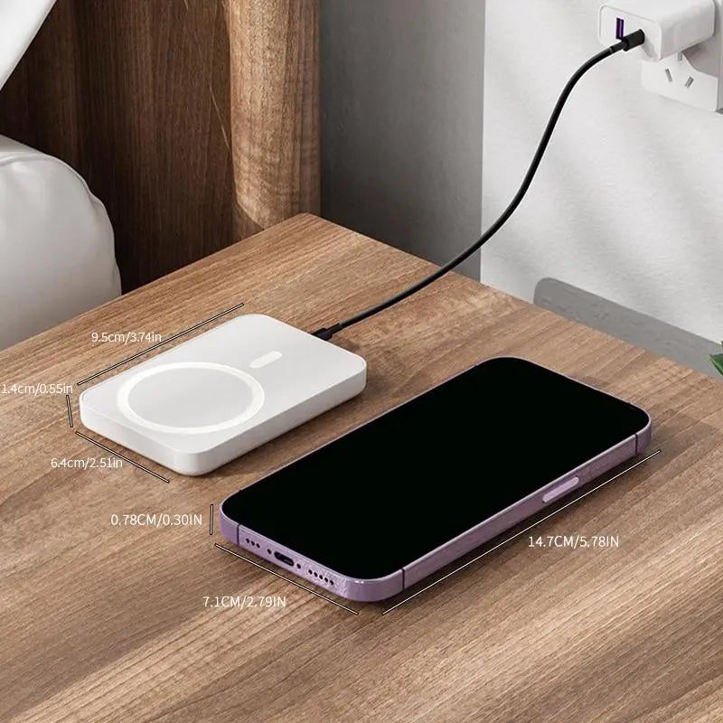 5000mAh Magnetic Power Bank – Slim MagSafe Wireless Charger for iPhone 12–17 Series | Portable Outdoor Power Bank (Case Compatible)