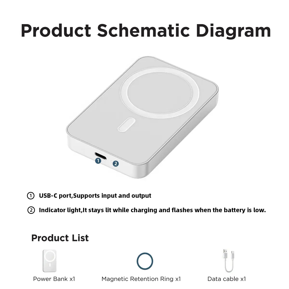 5000mAh Magnetic Power Bank – Slim MagSafe Wireless Charger for iPhone 12–17 Series | Portable Outdoor Power Bank (Case Compatible)