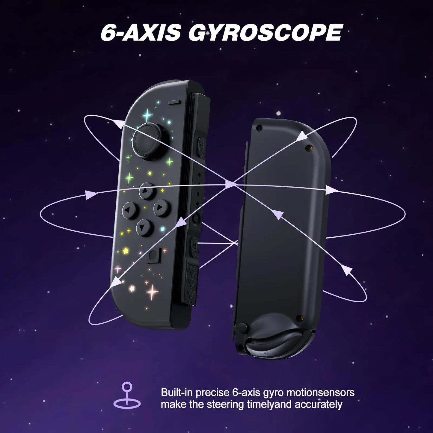 POGRIKO RGB Controller L/R Joy Cons Switch Wireless Controller for Switch/Lite/Oled Consoles, for Gameplay- Stars
