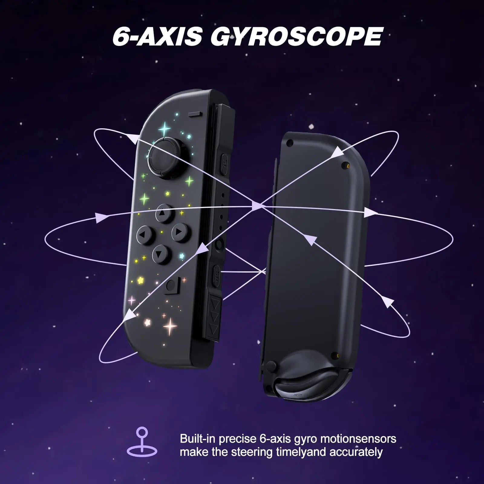 POGRIKO RGB Controller L/R Joy Cons Switch Wireless Controller for Switch/Lite/Oled Consoles, for Gameplay- Stars