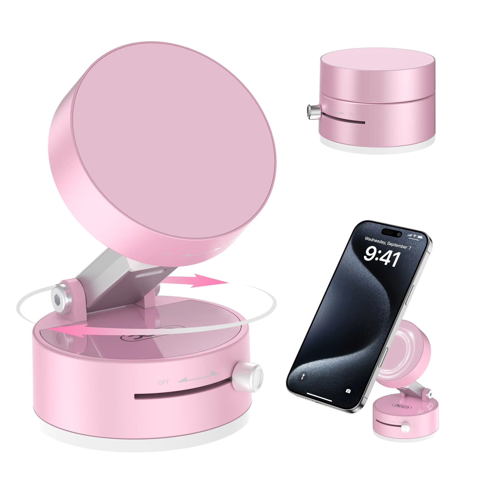 Vacuum Magnetic Suction Phone Holder – 360° Adjustable Car Mount for iPhone 12–17 Series, Hands-Free Use for Car, Gym & Mirror