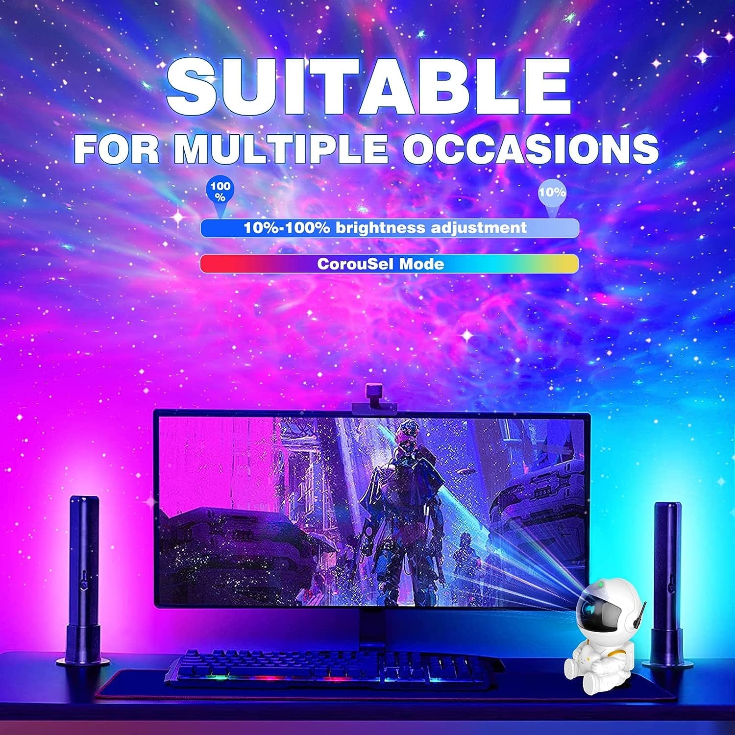Astronaut Galaxy Projector Lamp – LED Nebula & Star Ceiling Light for Bedroom, Gaming Setup & Room Decor