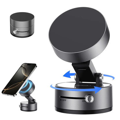 Vacuum Magnetic Suction Phone Holder – 360° Adjustable Car Mount for iPhone 12–17 Series, Hands-Free Use for Car, Gym & Mirror