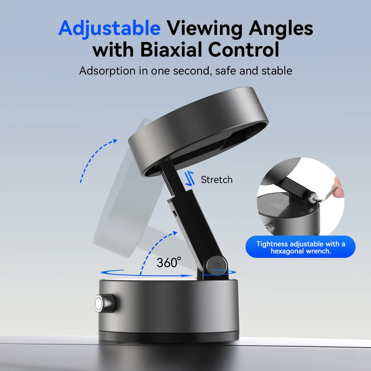 Vacuum Magnetic Suction Phone Holder – 360° Adjustable Car Mount for iPhone 12–17 Series, Hands-Free Use for Car, Gym & Mirror