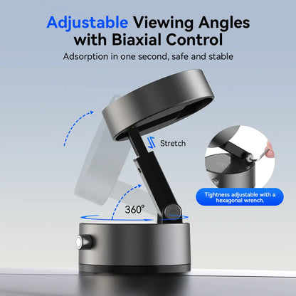 Vacuum Magnetic Suction Phone Holder – 360° Adjustable Car Mount for iPhone 12–17 Series, Hands-Free Use for Car, Gym & Mirror