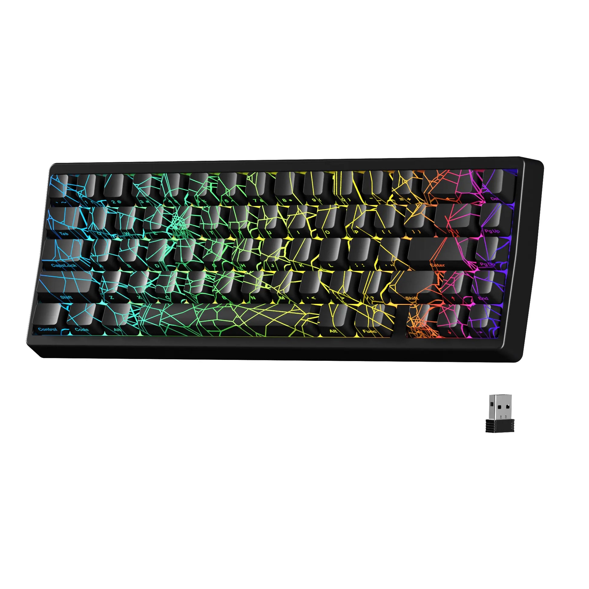 XVX M67 Tri-Mode Mechanical Keyboard with Spider Web IMD-Tech Keycaps, QMK/VIA Gasket Design, RGB Hot-Swappable, Bluetooth Connectivity